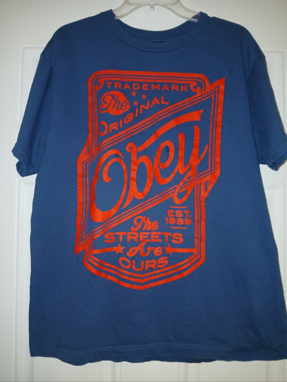 OBEY Navy Blue Red Logo T Shirt Size L  Streetwear9